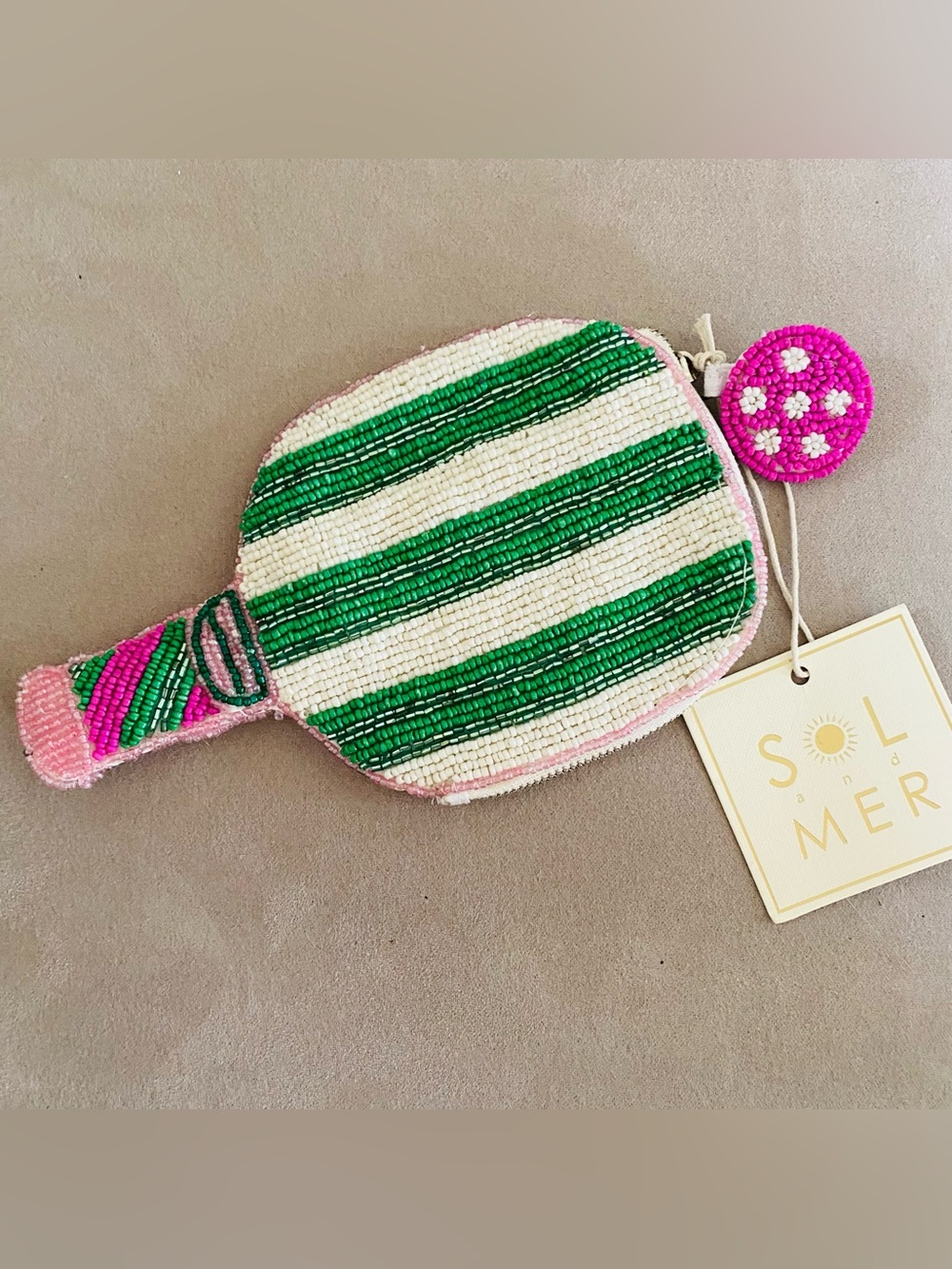 Sol and Mer Beaded Coin Pouch “Pickleball Paddle” NWT Kwirky